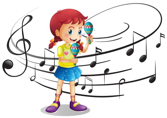 little girl shaking maracas vector